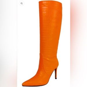 Vibrant Orange Heeled Boots